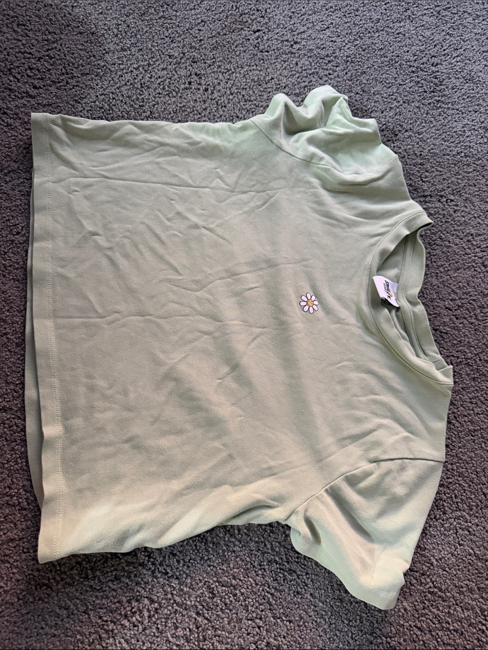 Light Green smiley Short Sleeve crop Top
